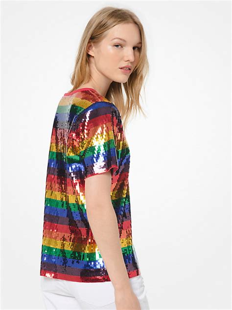 michael kors rainbow sequin shirt|Sequined Cherry Organic Cotton Jersey T.